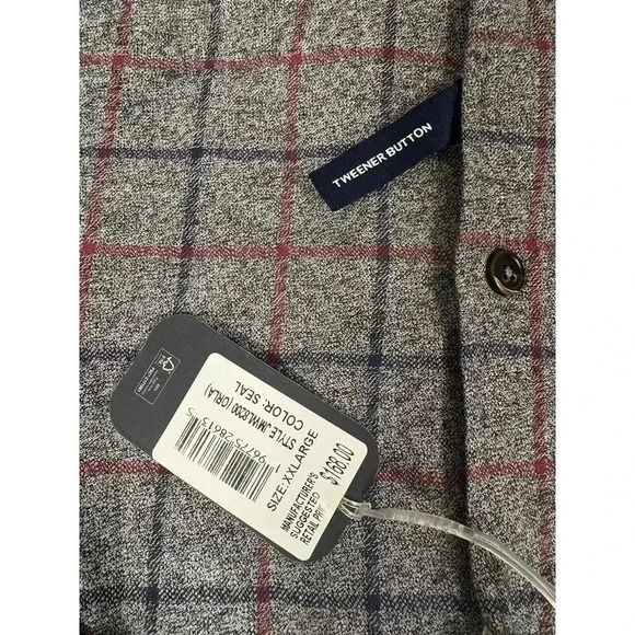NWT Johnnie-O Top Shelf Blue Red Gray Plaid Flannel Size XX-Large - Picture 2 of 6